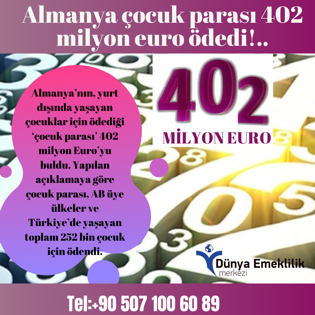 Almanya çocuk parası 402 milyon euro ödedi !...