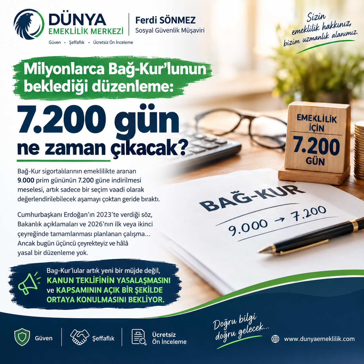 Milyonlarca Bağ-Kur’lunun beklediği düzenleme: 7.200 gün ne zaman çıkacak?